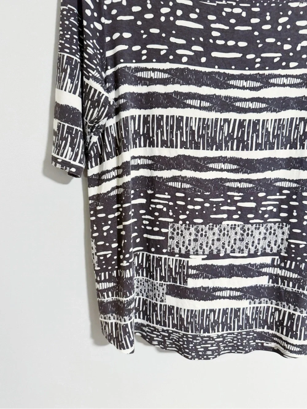 Always A. Line - Brown and White Multi-Patterned Elbow Sleeve Top